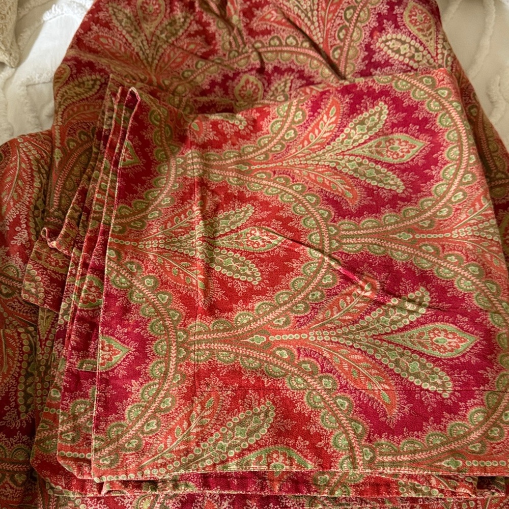 Pottery Barn Red and Green Paisley Duvet Cover